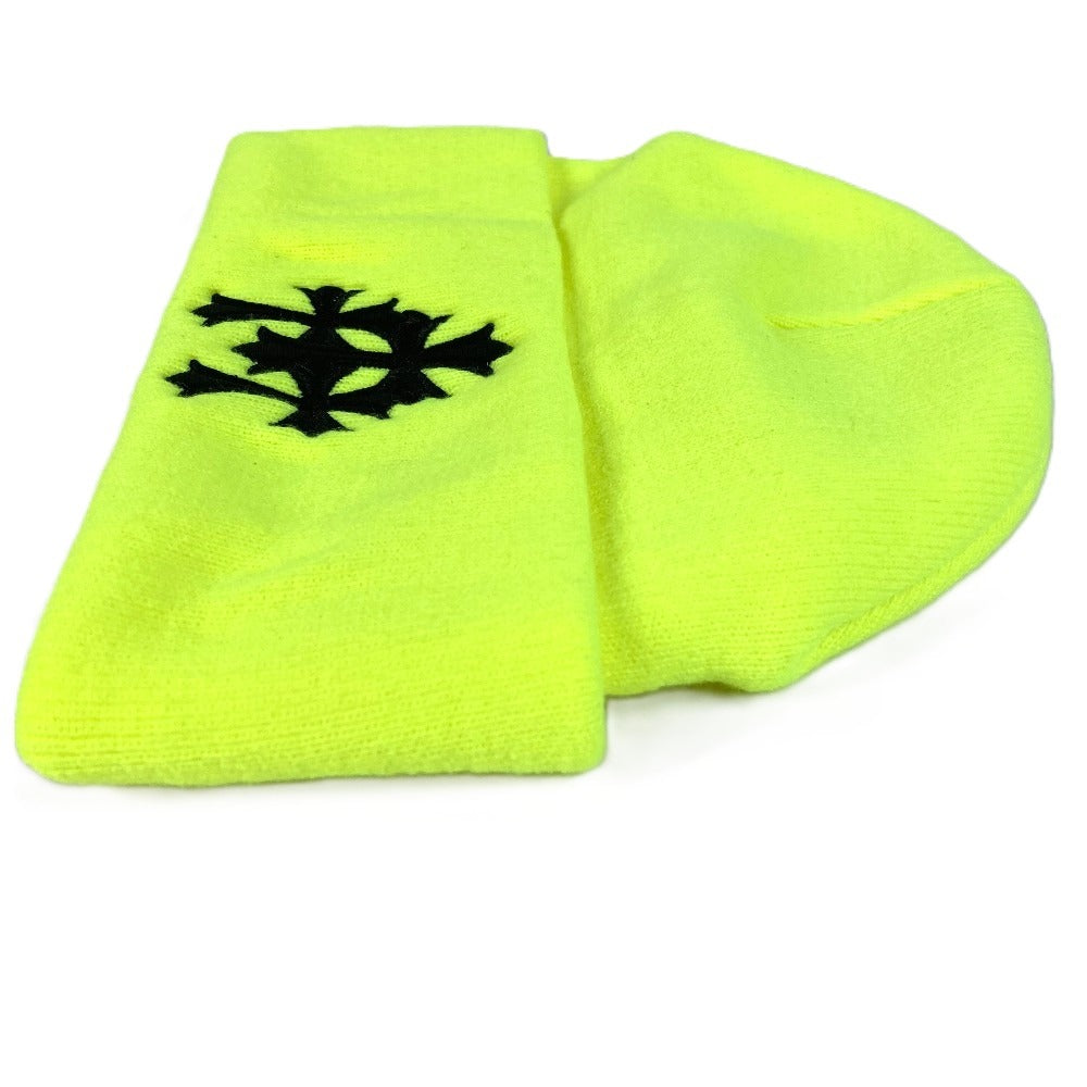 CHROME HEARTS Three-Cross Beanie Hat, Knit Cap, Acrylic, Unisex, Yellow