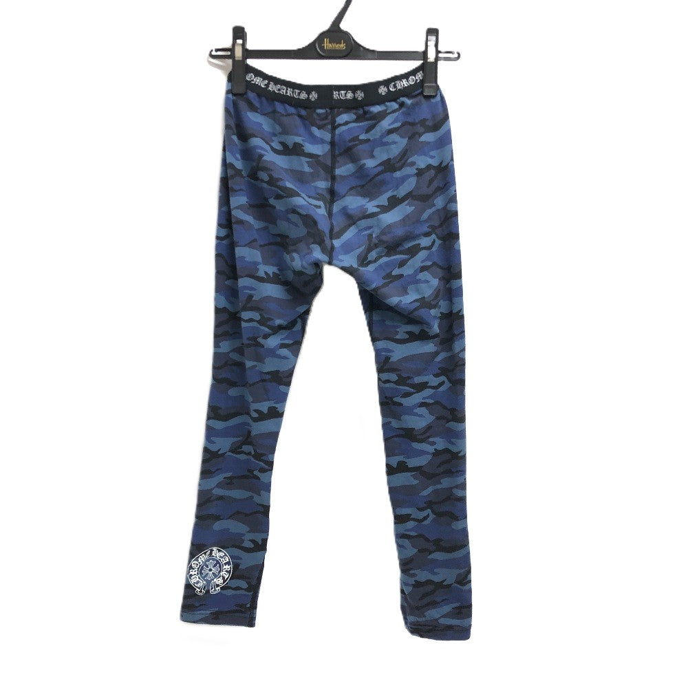 CHROME HEARTS CH Scroll Print Leggings, Camouflage Pattern, Men's Cotton Pants, Blue