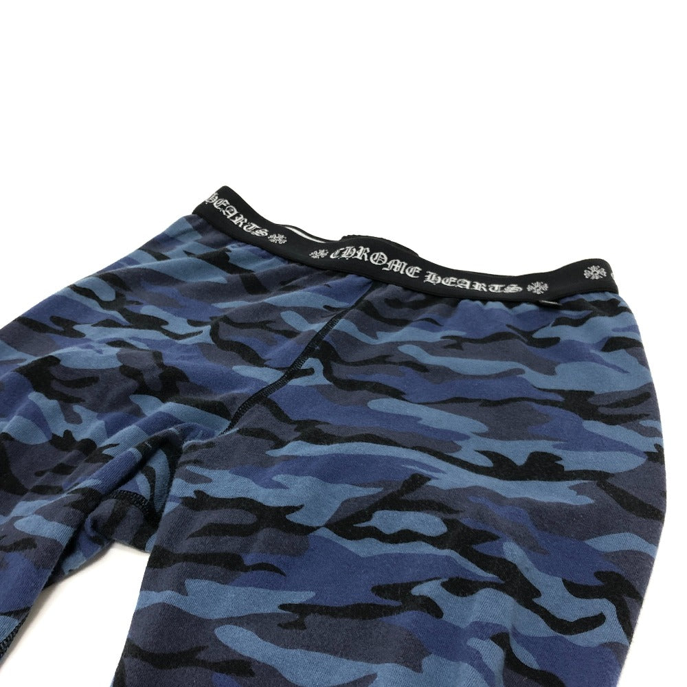 CHROME HEARTS CH Scroll Print Leggings, Camouflage Pattern, Men's Cotton Pants, Blue
