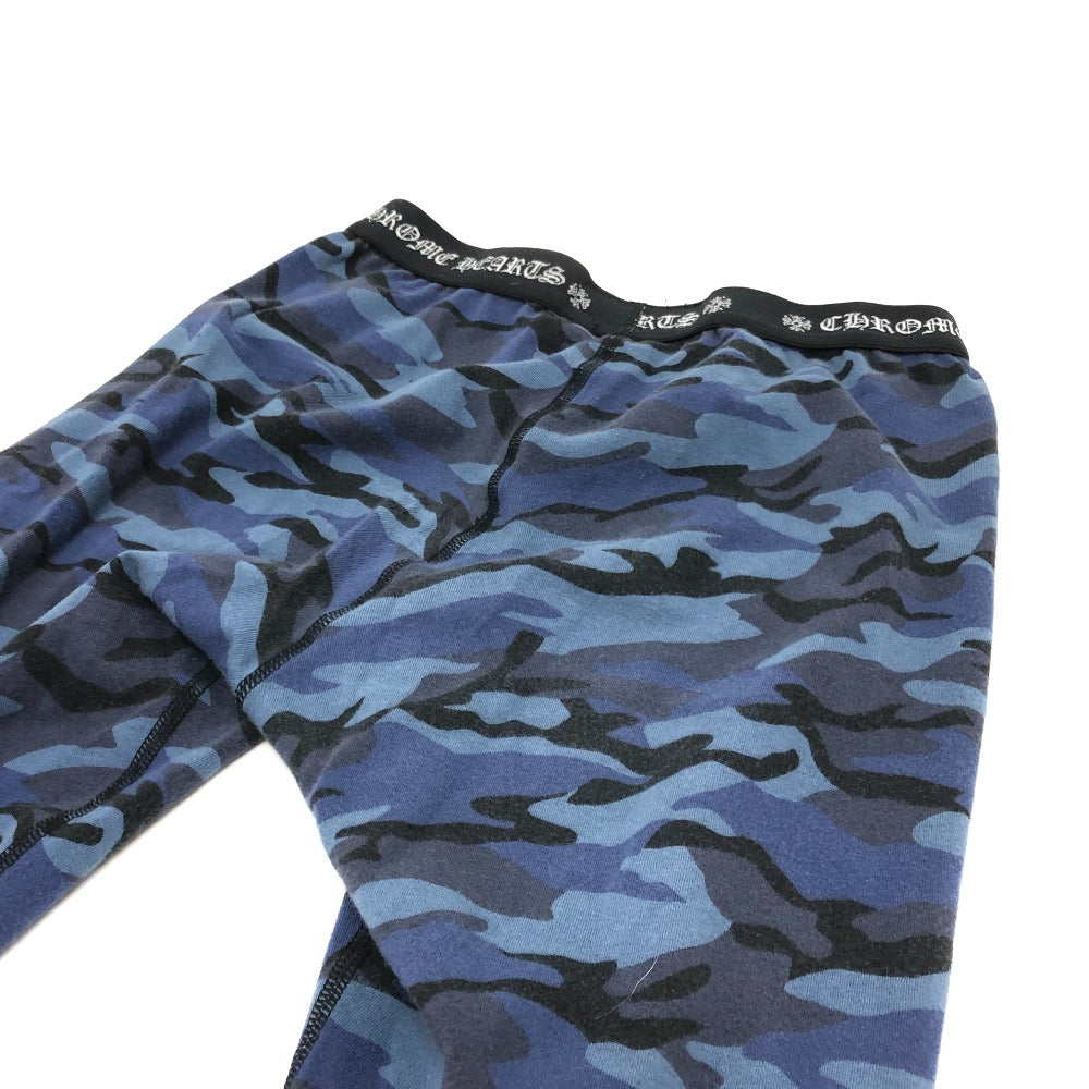 CHROME HEARTS CH Scroll Print Leggings, Camouflage Pattern, Men's Cotton Pants, Blue