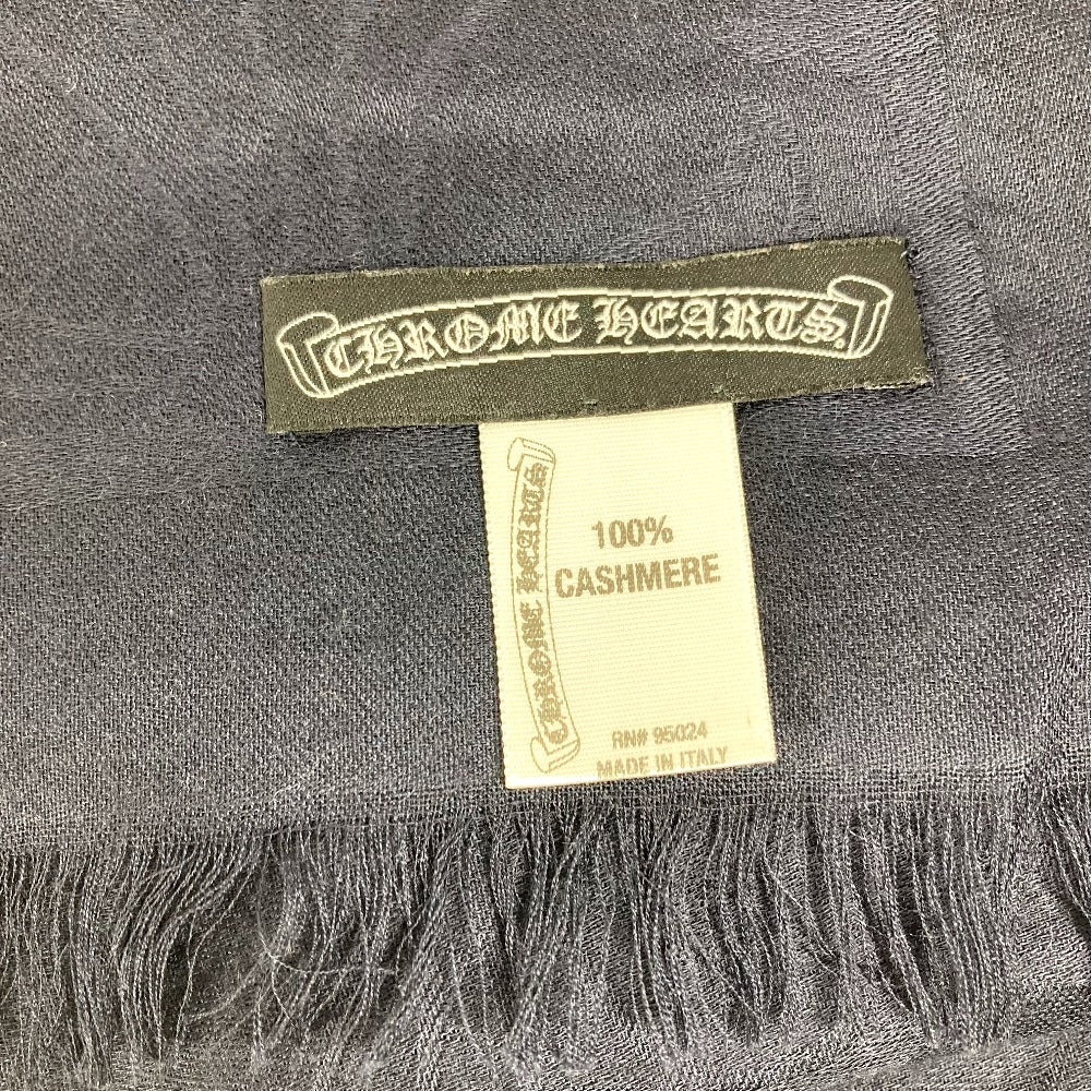 CHROME HEARTS CHプラス 大判 ストール マフラー フリンジ ストール カシミヤ ユニセックス ネイビー