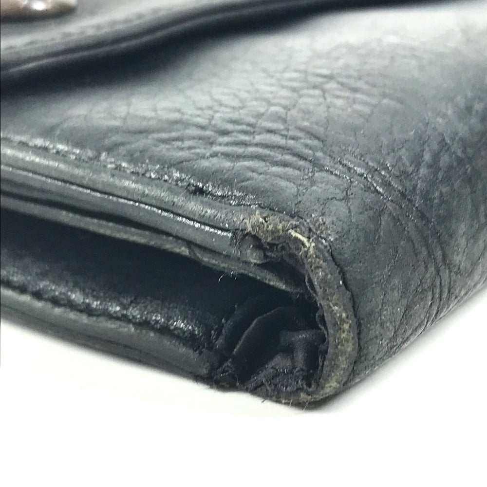 CHROME HEARTS cross ball button Wave wallet 2-fold long wallet Long Wallet Leather Black Used