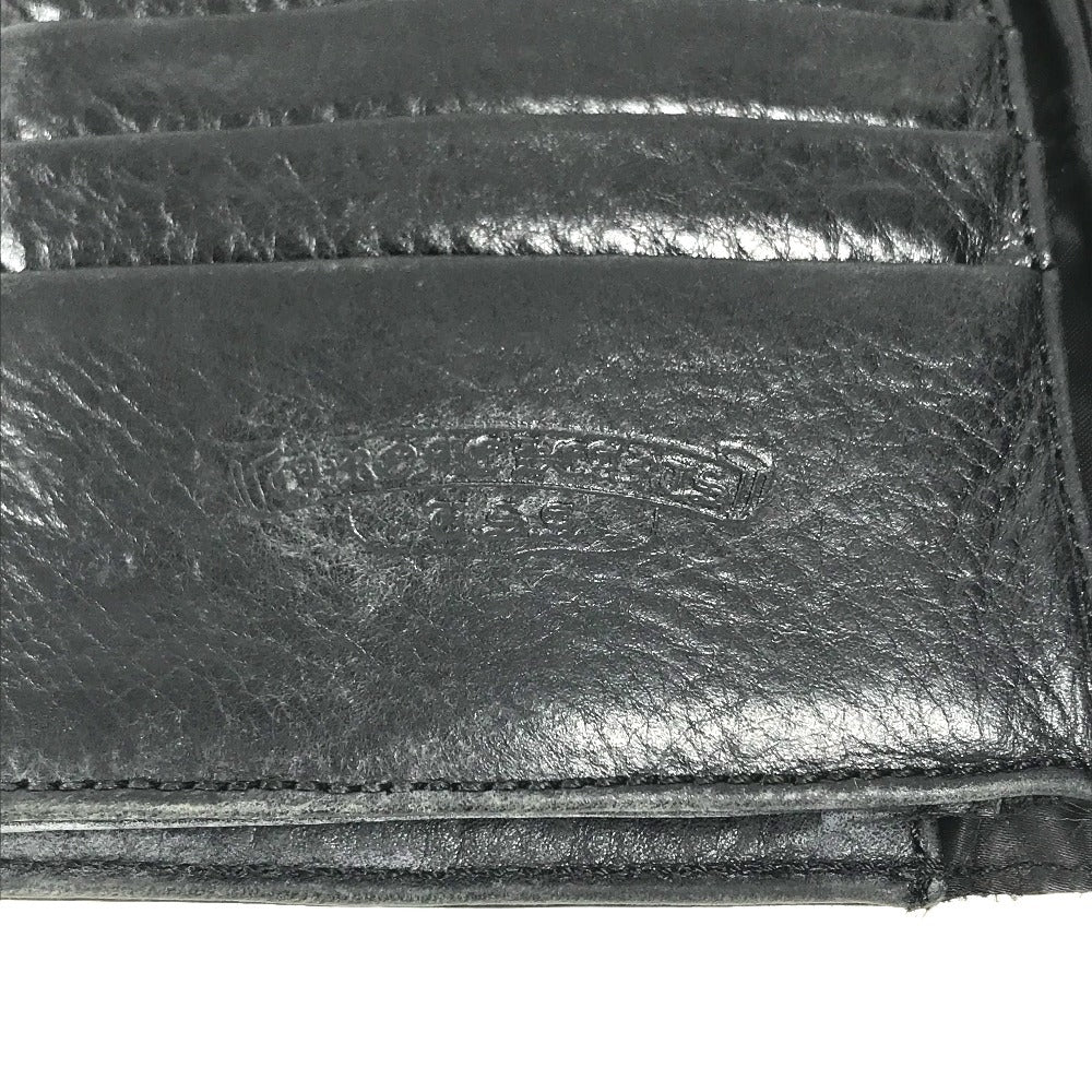CHROME HEARTS cross ball button Wave wallet 2-fold long wallet Long Wallet Leather Black Used