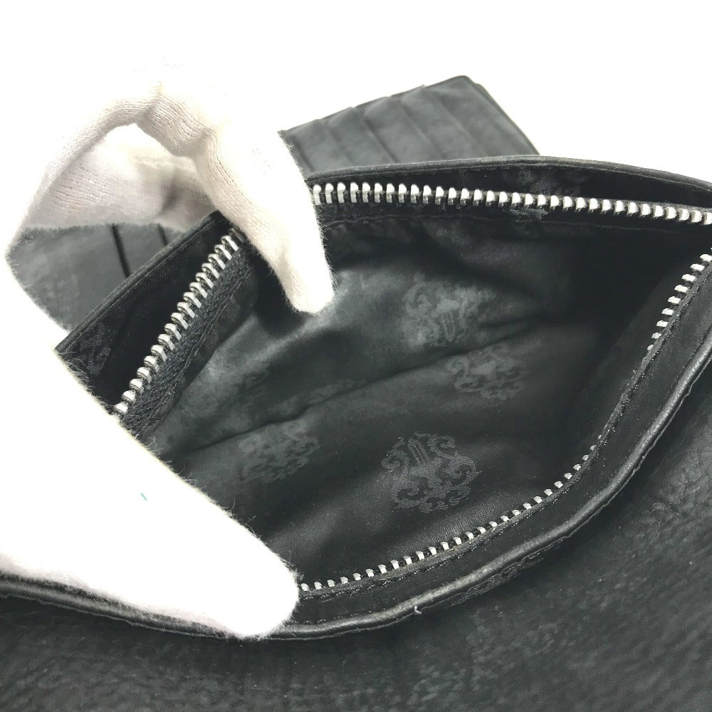 CHROME HEARTS cross ball button Wave wallet 2-fold long wallet Long Wallet Leather Black Used