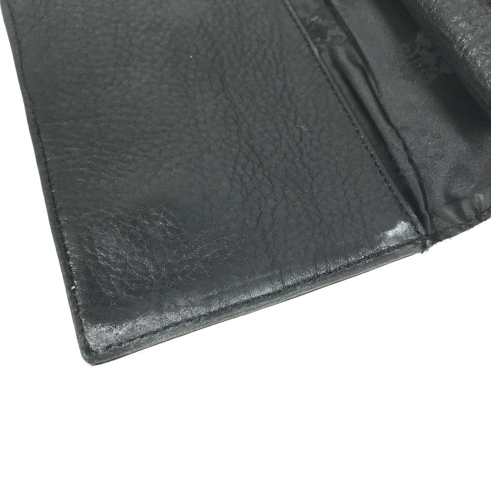 CHROME HEARTS cross ball button Wave wallet 2-fold long wallet Long Wallet Leather Black Used