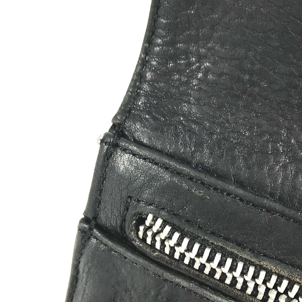 CHROME HEARTS cross ball button Wave wallet 2-fold long wallet Long Wallet Leather Black Used