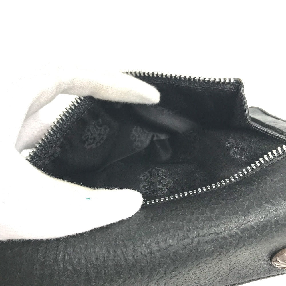 CHROME HEARTS cross ball button Wave wallet 2-fold long wallet Long Wallet Leather Black Used