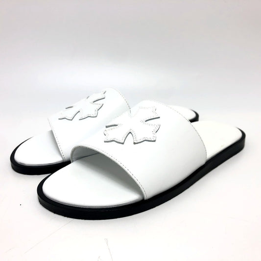 CHROME HEARTS Cross patch flat sandals shoes Sandals Leather White Used