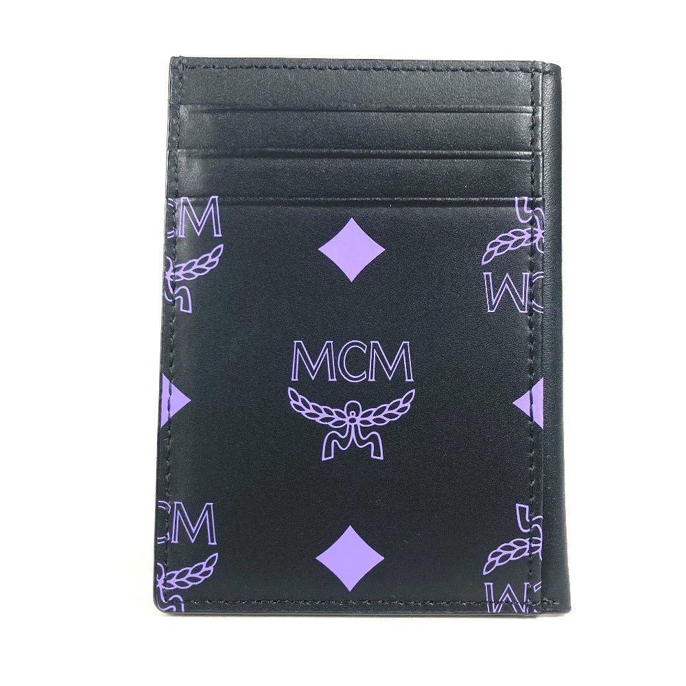 MCM ロゴ 名刺入れ パスケース バイカラー カードケース レザー ユニセックス ブラック