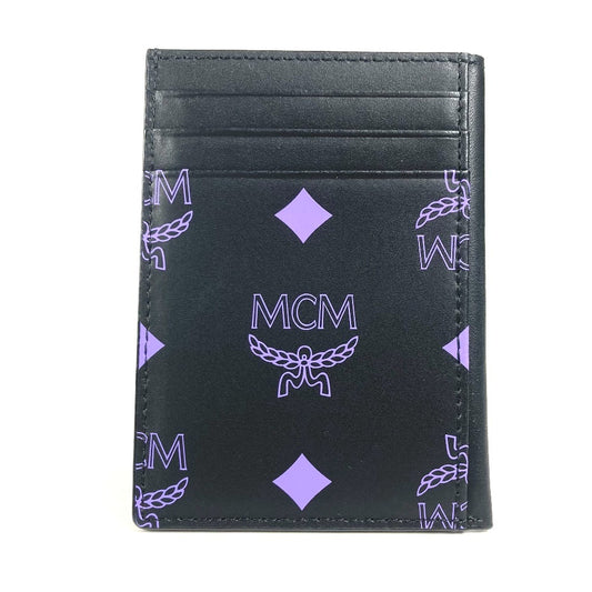 MCM ロゴ 名刺入れ パスケース バイカラー カードケース レザー ユニセックス ブラック