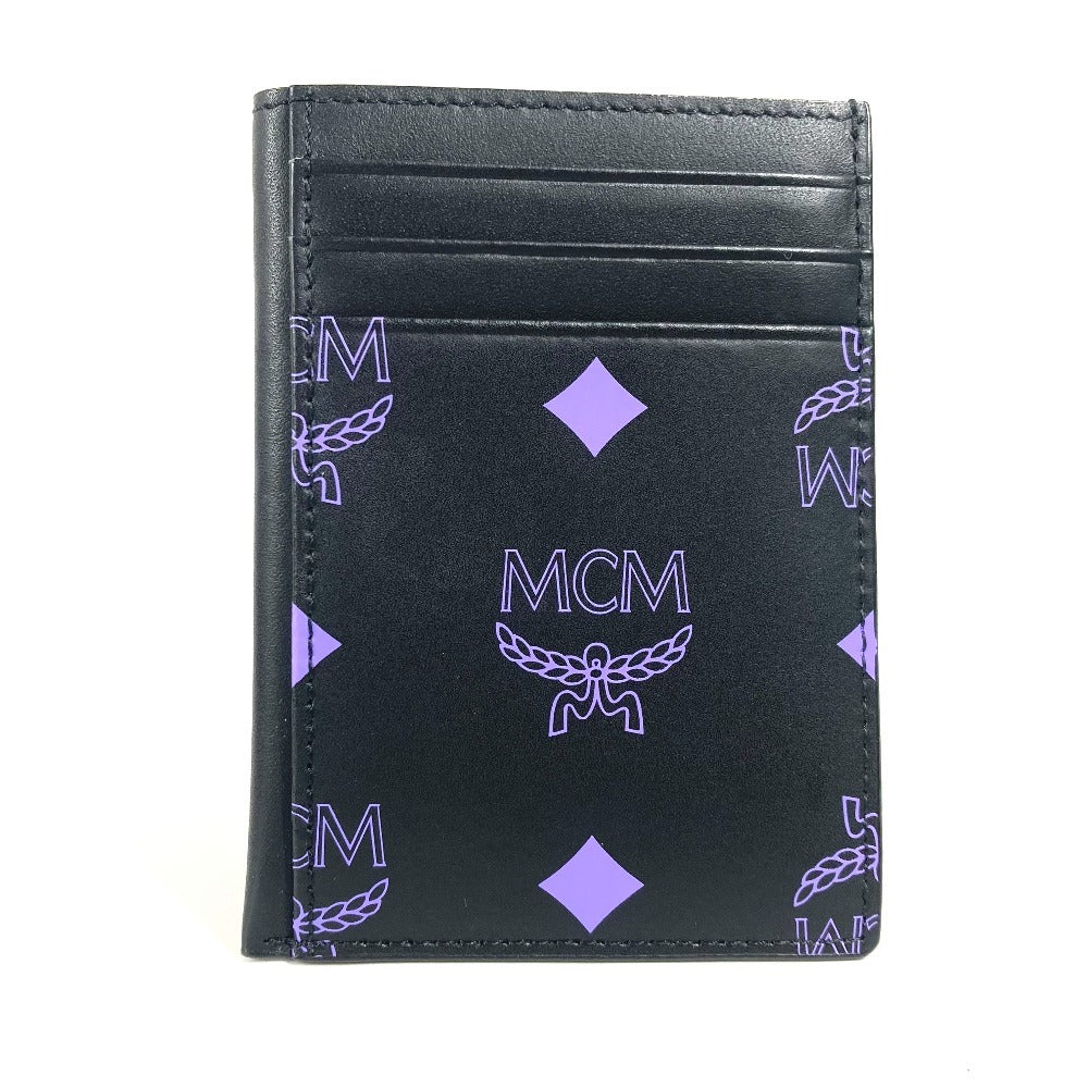 MCM ロゴ 名刺入れ パスケース バイカラー カードケース レザー ユニセックス ブラック