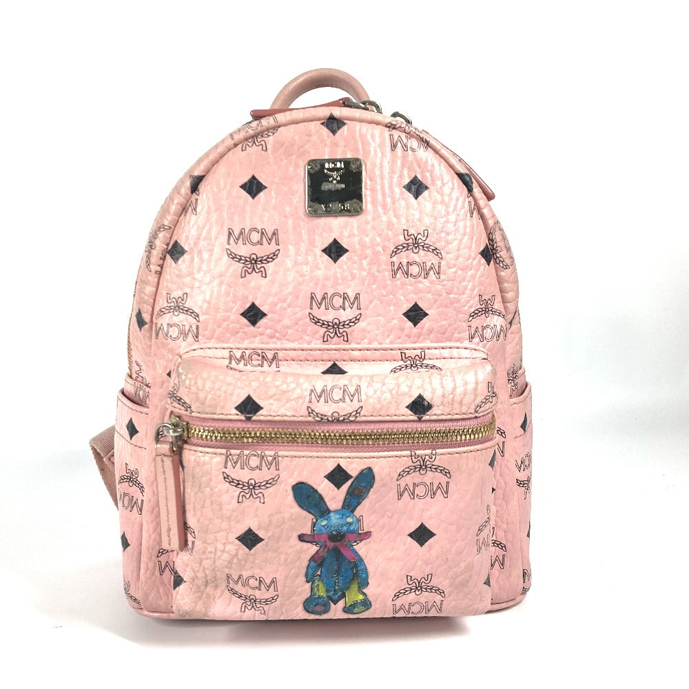 MCM ヴィセトス ロゴ バックパック カバン リュックサック レザー レディース ピンク