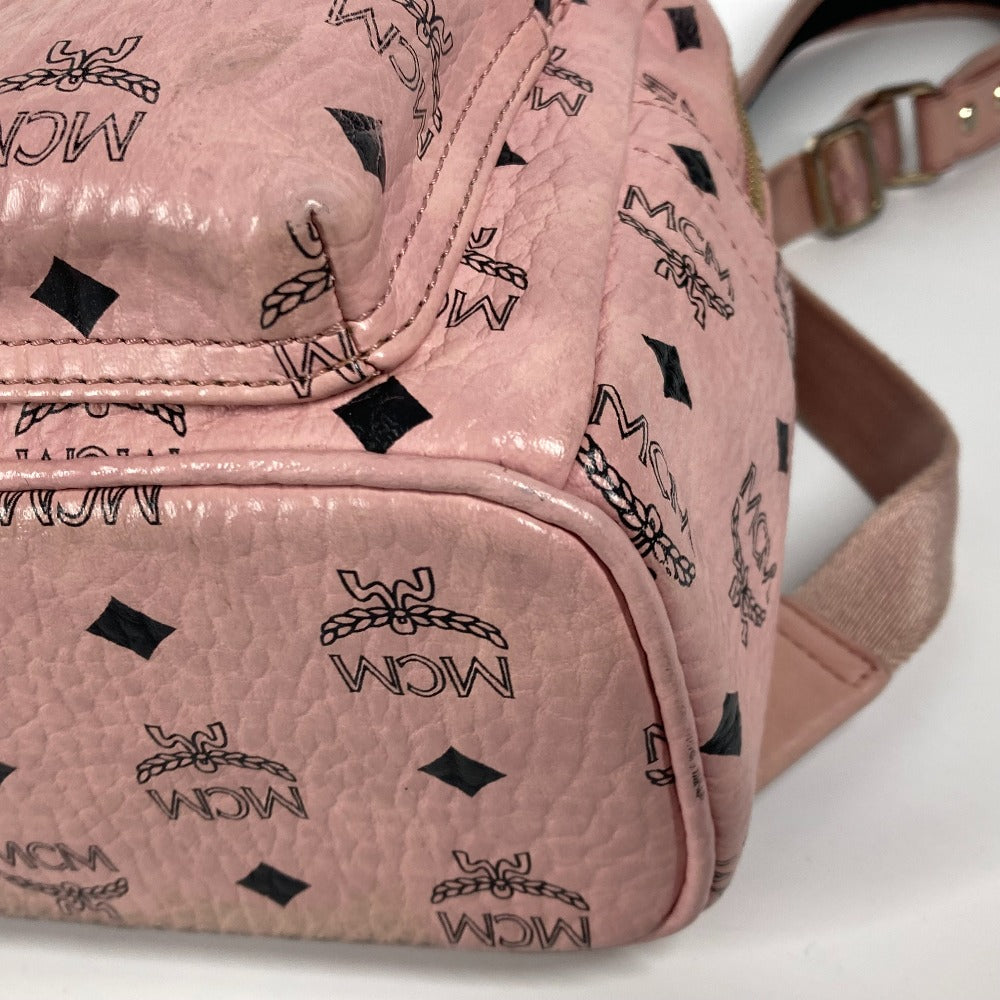 MCM ヴィセトス ロゴ バックパック カバン リュックサック レザー レディース ピンク