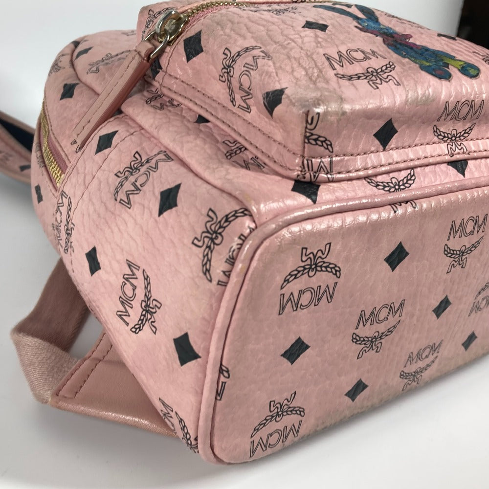 MCM ヴィセトス ロゴ バックパック カバン リュックサック レザー レディース ピンク