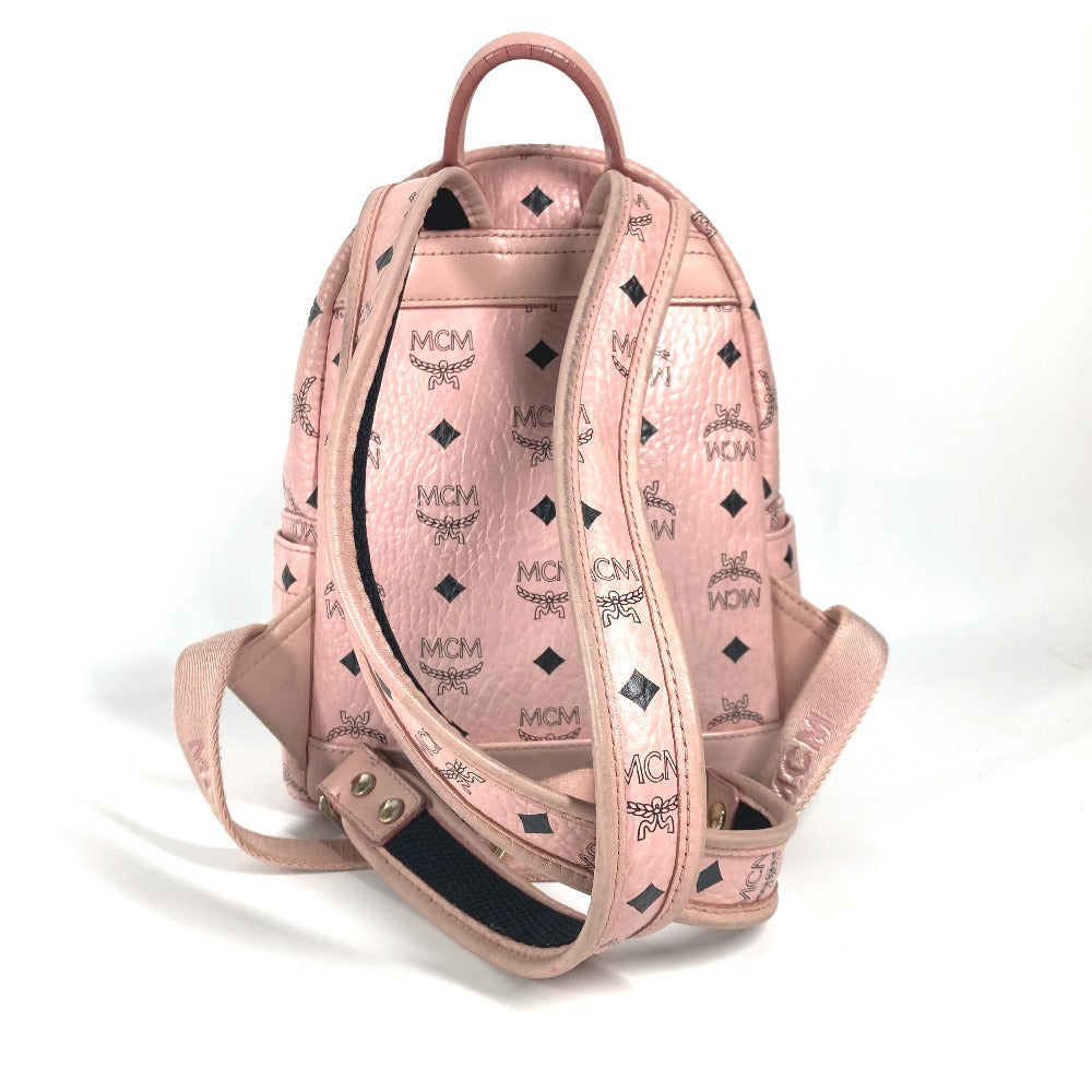 MCM ヴィセトス ロゴ バックパック カバン リュックサック レザー レディース ピンク