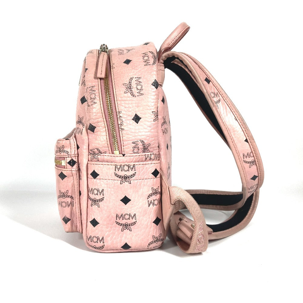MCM ヴィセトス ロゴ バックパック カバン リュックサック レザー レディース ピンク