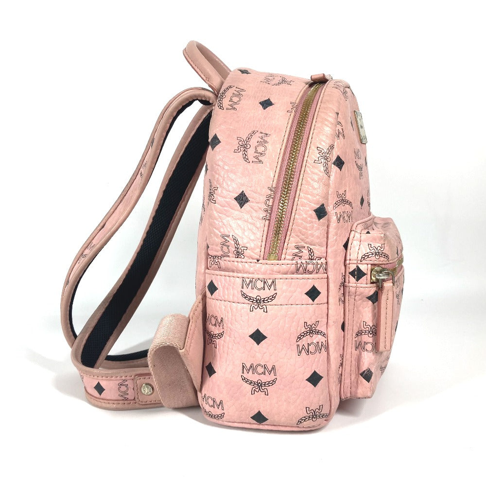MCM ヴィセトス ロゴ バックパック カバン リュックサック レザー レディース ピンク