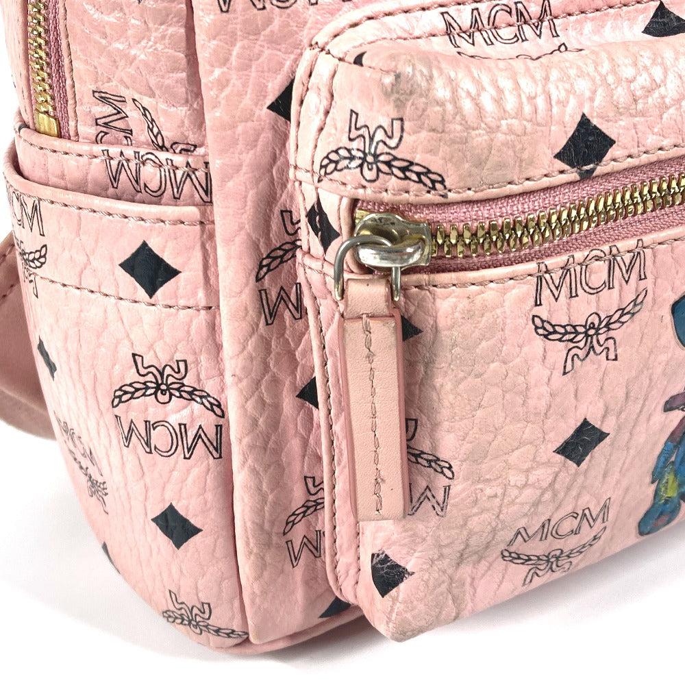 MCM ヴィセトス ロゴ バックパック カバン リュックサック レザー レディース ピンク
