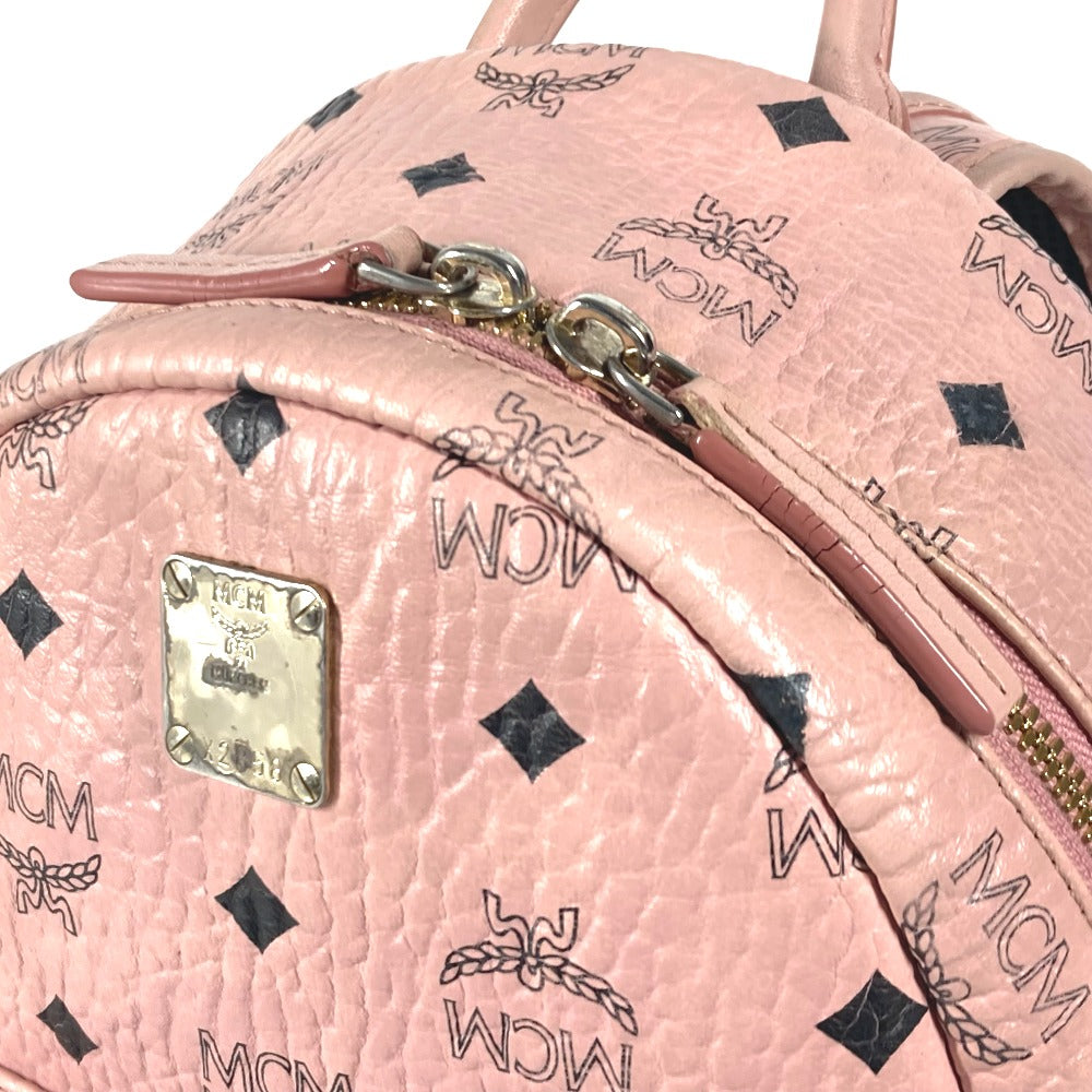 MCM ヴィセトス ロゴ バックパック カバン リュックサック レザー レディース ピンク