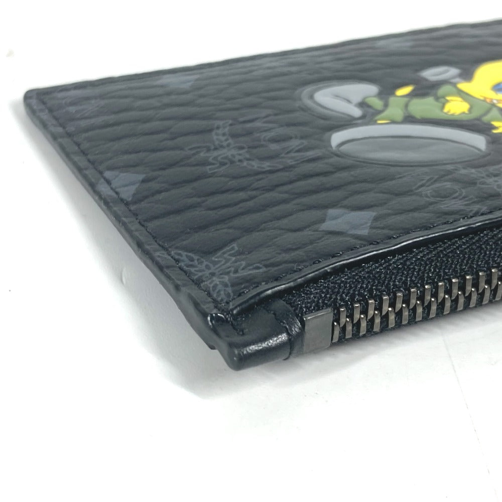 MCM Looney Tunesコラボ ヴィセトス トゥイーティー 財布 小銭入れ フラグメントケース ネックストラップ付き コインケース レザー レディース ブラック