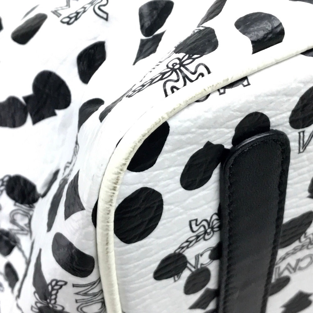 MCM LOVELESS collaboration Dalmatian studded shoulder bag/tote bag in coated leather, available in white and black.