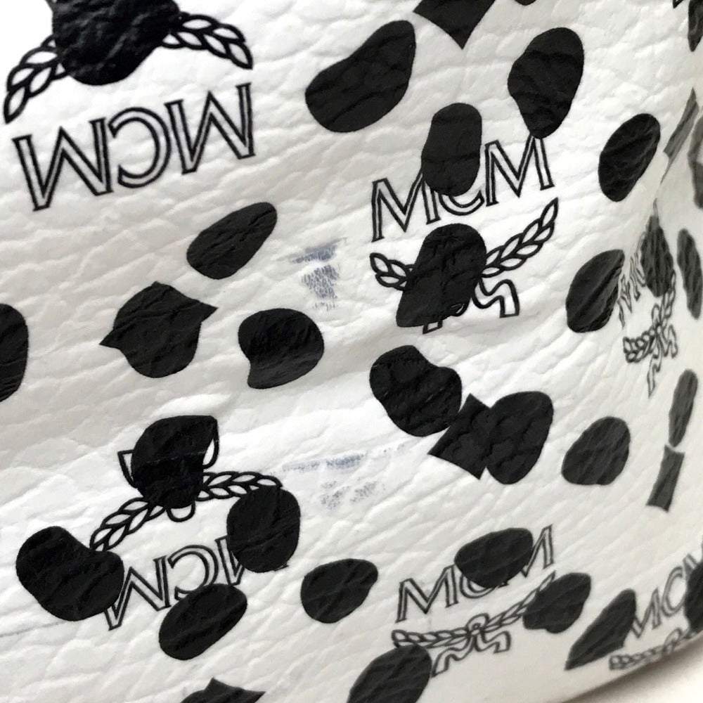 MCM LOVELESS collaboration Dalmatian studded shoulder bag/tote bag in coated leather, available in white and black.