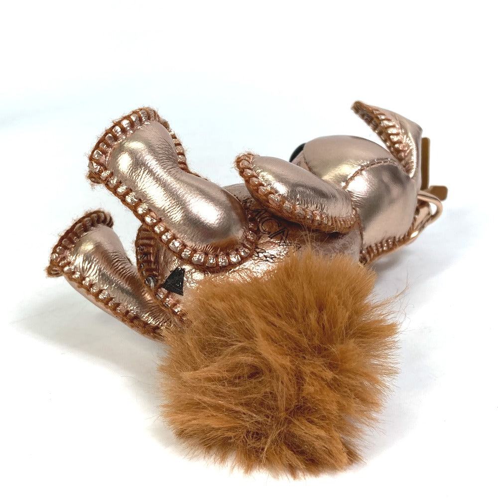 MCM Vesetos Rabbit Metallic Leather and Fur Bag Charm Keychain for Women in Metallic Pink