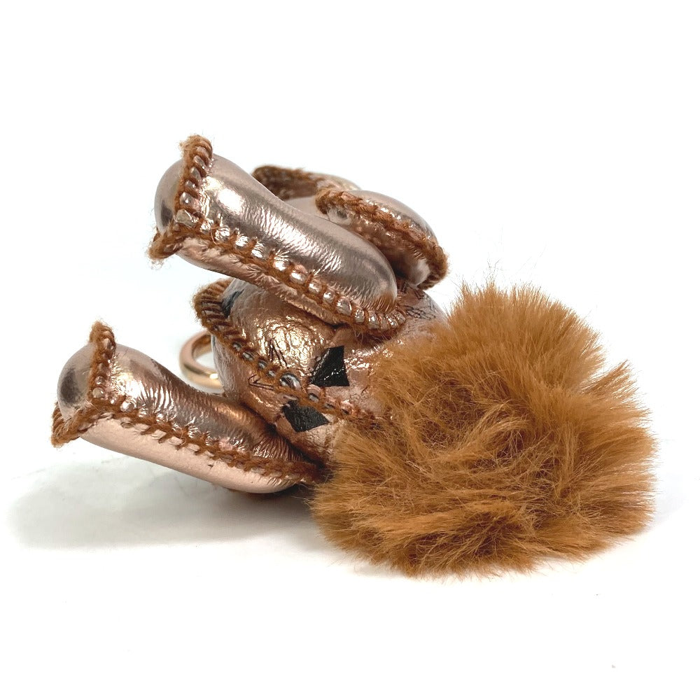 MCM Vesetos Rabbit Metallic Leather and Fur Bag Charm Keychain for Women in Metallic Pink