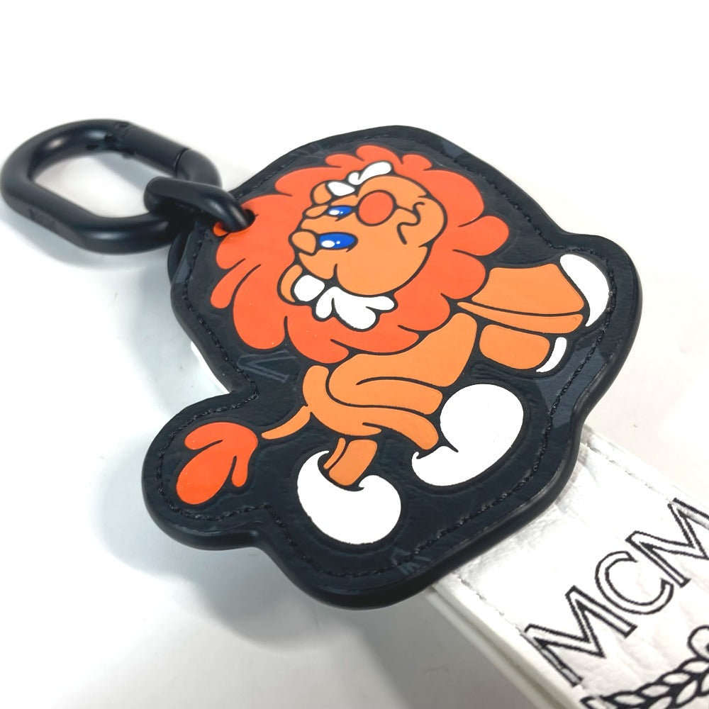 MCM ライオン ロゴ ヴィセトス バッグチャーム ストラップ キーホルダー レザー ユニセックス ホワイト - brandshop-reference