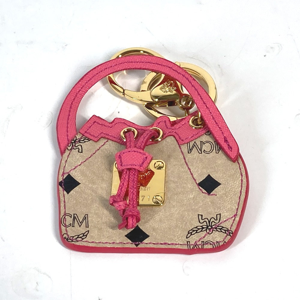 MCM ヴィセトス ロゴ バッグデザイン 巾着バッグ バッグチャーム キーホルダー レザー レディース ベージュ - brandshop-reference