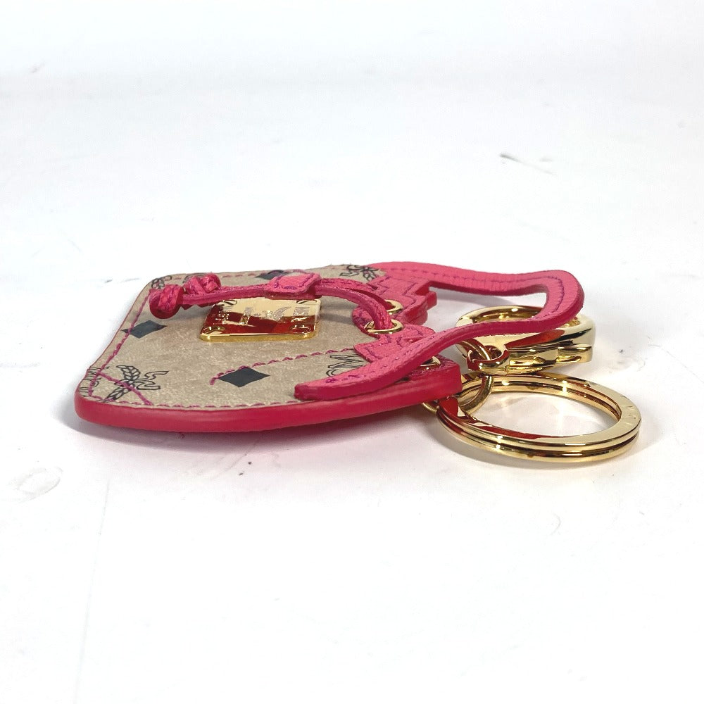 MCM ヴィセトス ロゴ バッグデザイン 巾着バッグ バッグチャーム キーホルダー レザー レディース ベージュ - brandshop-reference