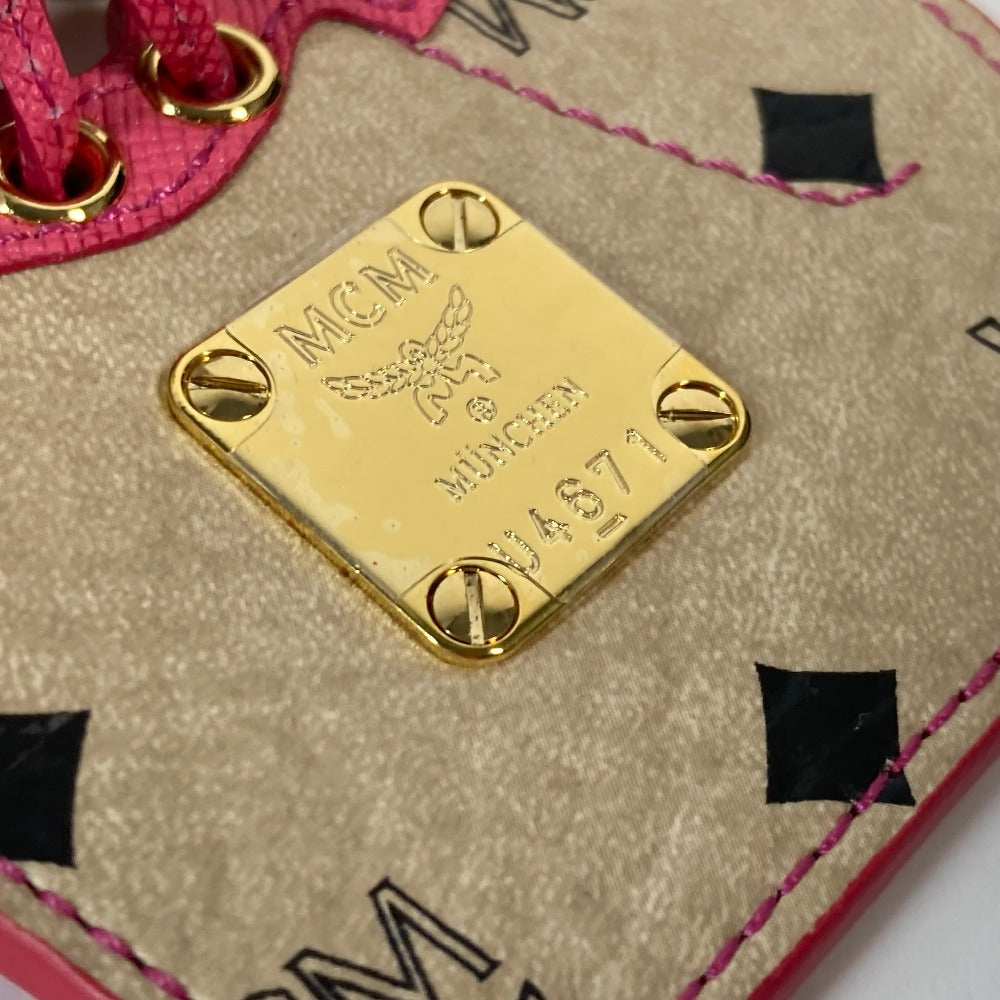 MCM ヴィセトス ロゴ バッグデザイン 巾着バッグ バッグチャーム キーホルダー レザー レディース ベージュ - brandshop-reference