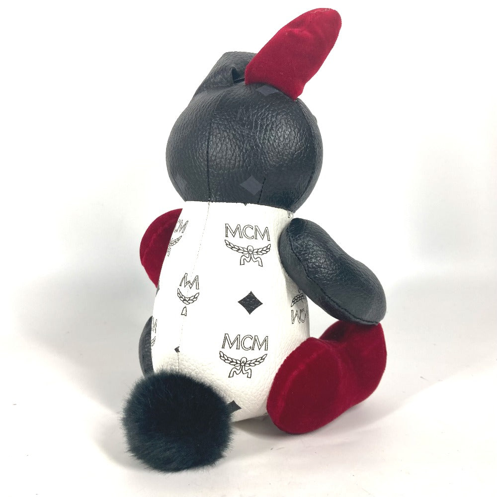 MCM ヴィセトス うさぎ ラビット ロゴ インテリア 人形 ぬいぐるみ レザー ユニセックス ホワイト - brandshop-reference