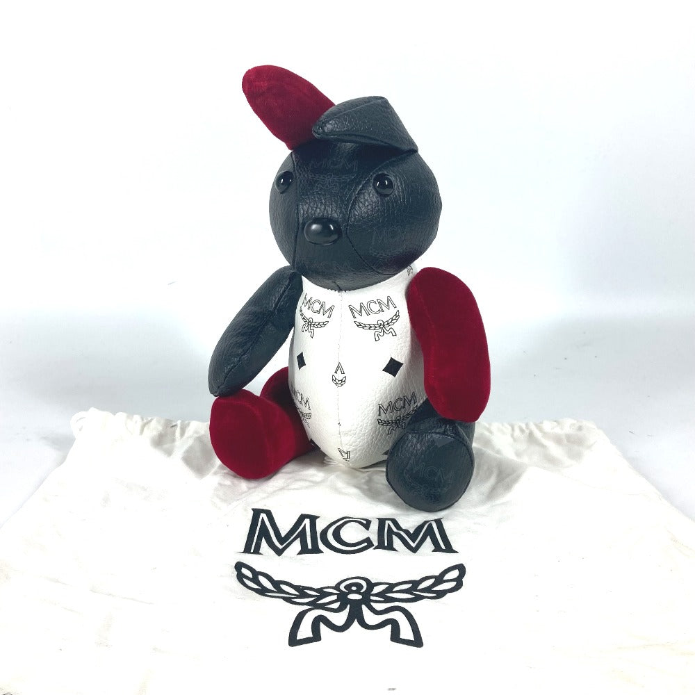 MCM ヴィセトス うさぎ ラビット ロゴ インテリア 人形 ぬいぐるみ レザー ユニセックス ホワイト - brandshop-reference