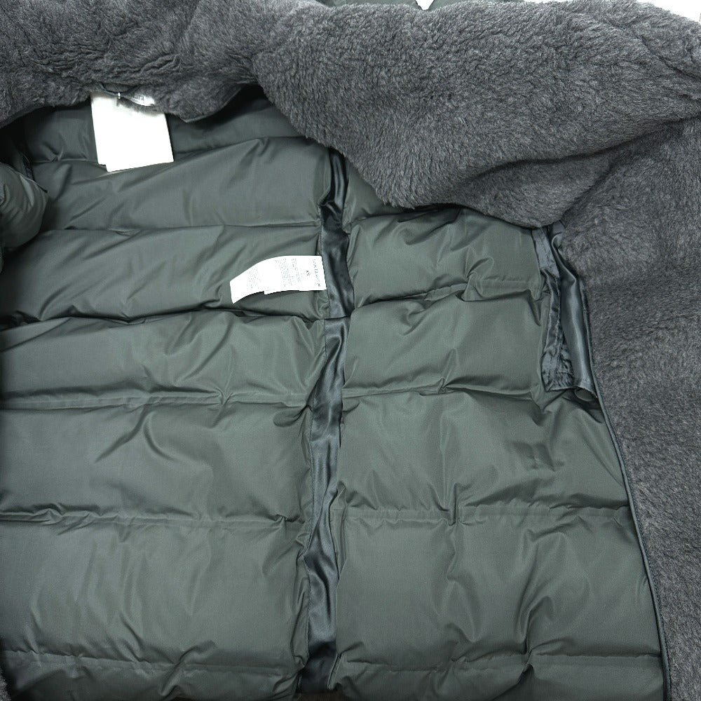 MAX MARA 149603266 Women's FRISIA Teddy Long Coat with QR Code, Fur and Down, Polyester, Dark Gray