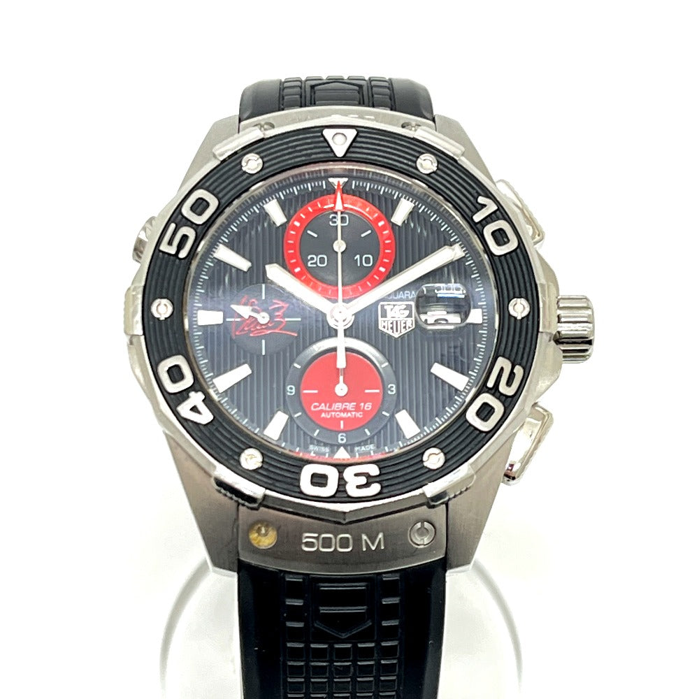 TAG HEUER CAJ2113 AIR-K1 Aquaracer Kei Nishikori Model Chronograph Date Automatic Watch, Stainless Steel, Men's, Silver