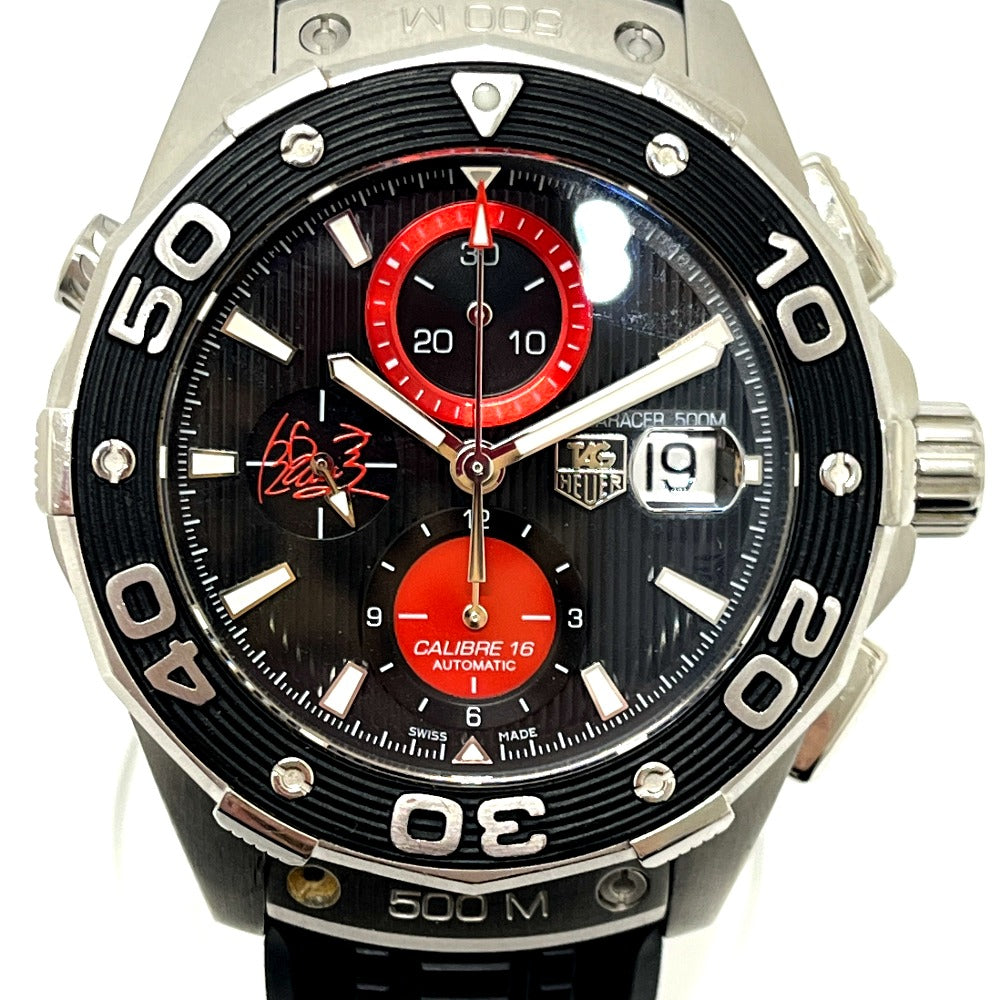 TAG HEUER CAJ2113 AIR-K1 Aquaracer Kei Nishikori Model Chronograph Date Automatic Watch, Stainless Steel, Men's, Silver