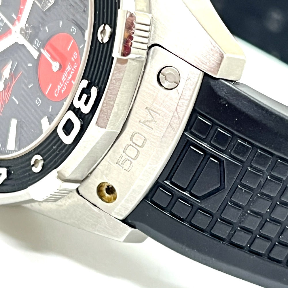 TAG HEUER CAJ2113 AIR-K1 Aquaracer Kei Nishikori Model Chronograph Date Automatic Watch, Stainless Steel, Men's, Silver