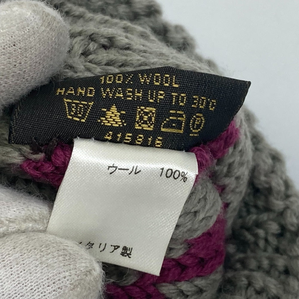 LOUIS VUITTON Ｍ72766 モノグラム ニット ミトン モーフルグランフロア グローブ 手袋 ウール レディース カシス