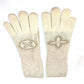 LOUIS VUITTON Logo Gonpoliana Lamé LV Long Cashmere Gloves for Women, Ivory