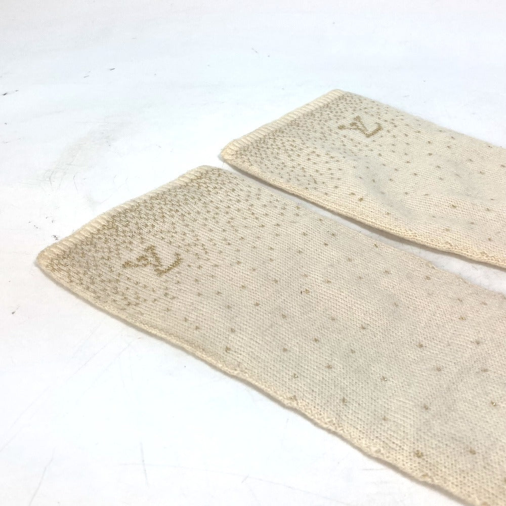 LOUIS VUITTON Logo Gonpoliana Lamé LV Long Cashmere Gloves for Women, Ivory