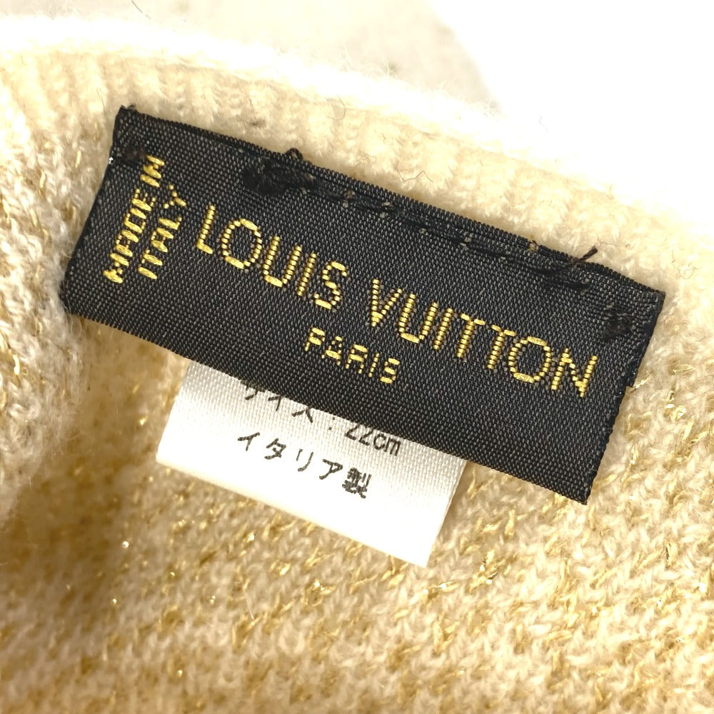 LOUIS VUITTON Logo Gonpoliana Lamé LV Long Cashmere Gloves for Women, Ivory