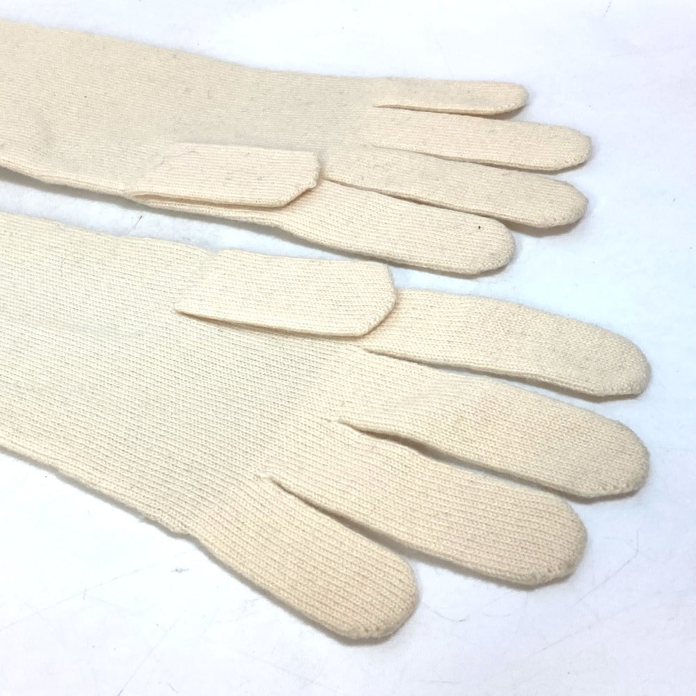 LOUIS VUITTON Logo Gonpoliana Lamé LV Long Cashmere Gloves for Women, Ivory