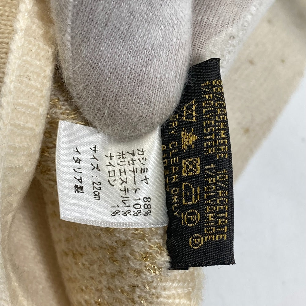 LOUIS VUITTON Logo Gonpoliana Lamé LV Long Cashmere Gloves for Women, Ivory