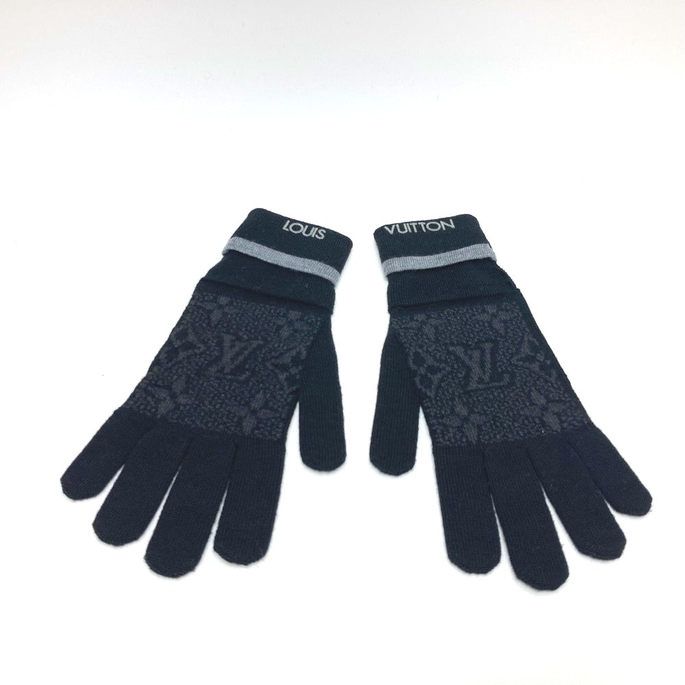 LOUIS VUITTON M73470 Gon Mai Monogram Eclipse Wool Gloves, Men's, Black
