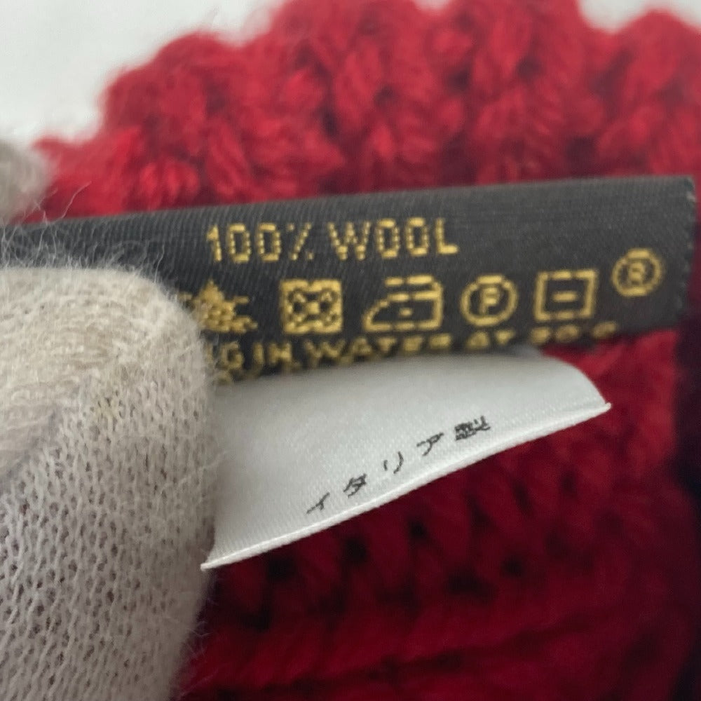 LOUIS VUITTON ロゴ ミトン アクセサリー 缶バッジつき 手袋 ウール レディース レッド