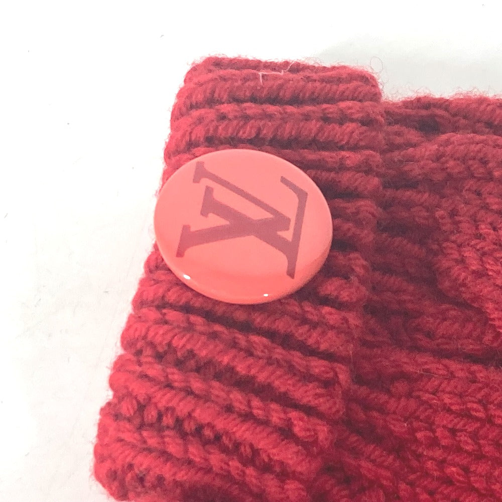 LOUIS VUITTON ロゴ ミトン アクセサリー 缶バッジつき 手袋 ウール レディース レッド