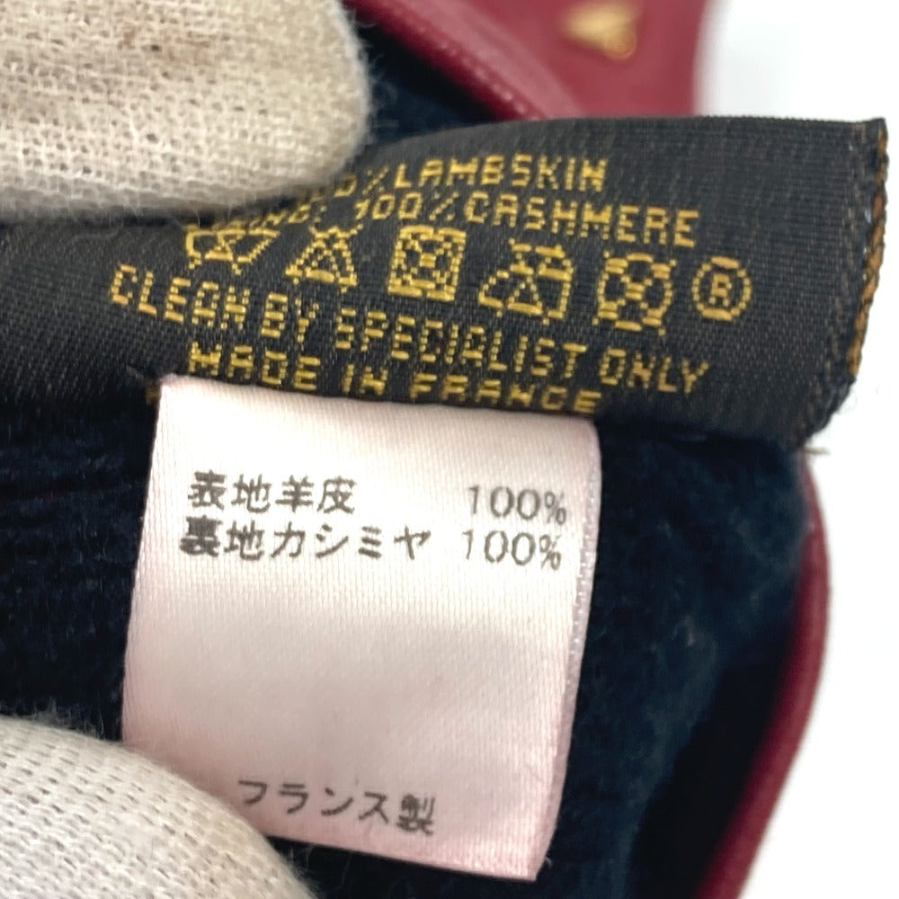 LOUIS VUITTON M75864 Vロゴ レザーグローブ 革 グローブ アクセサリー 手袋 レザー レディース レッド
