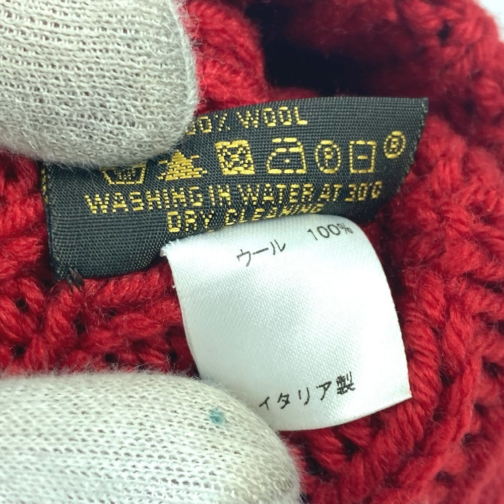 LOUIS VUITTON Morfle Constance Gloves and Mittens, Wool, Women's, Red, with Button Badge