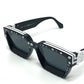 LOUIS VUITTON Z1904E 1.1 Millionaire Infinity Dot LV x YK Plastic Sunglasses, Men's, Black